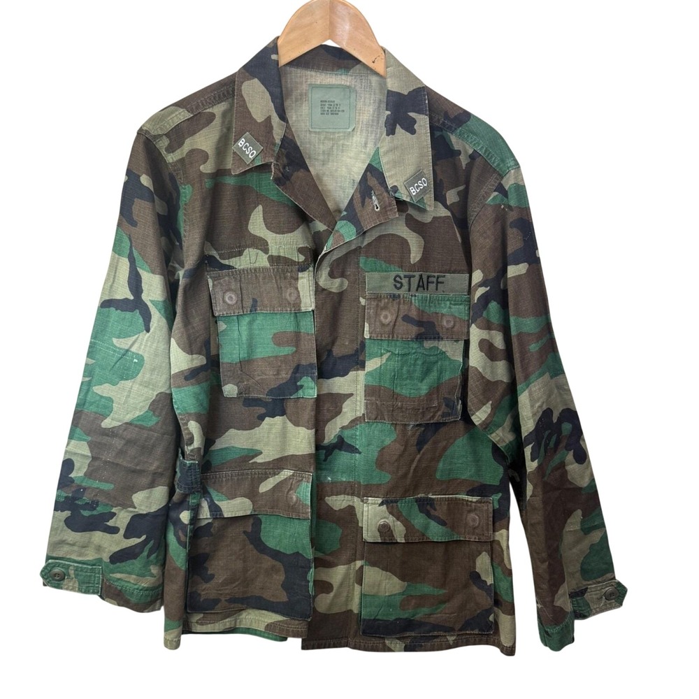 American Apparel US Military woodland camo BDU Jacket staff BCSO medium regular